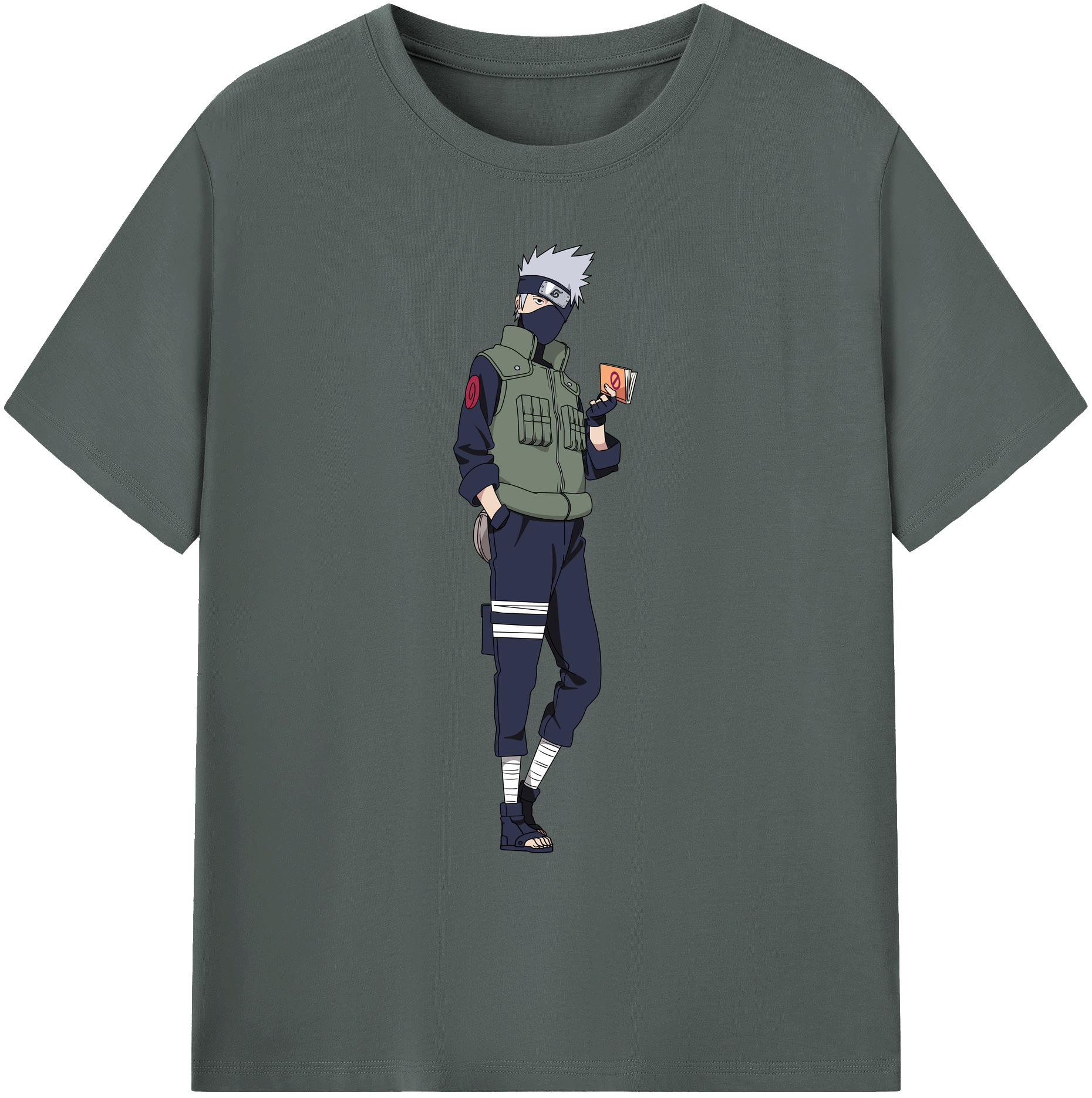 （画像用） NARUTO -ナルト- はたけ カカシ Hatake Kakashi 綿100％ メンズ半袖Tシャツ｜肌触りやわらか＆通気性